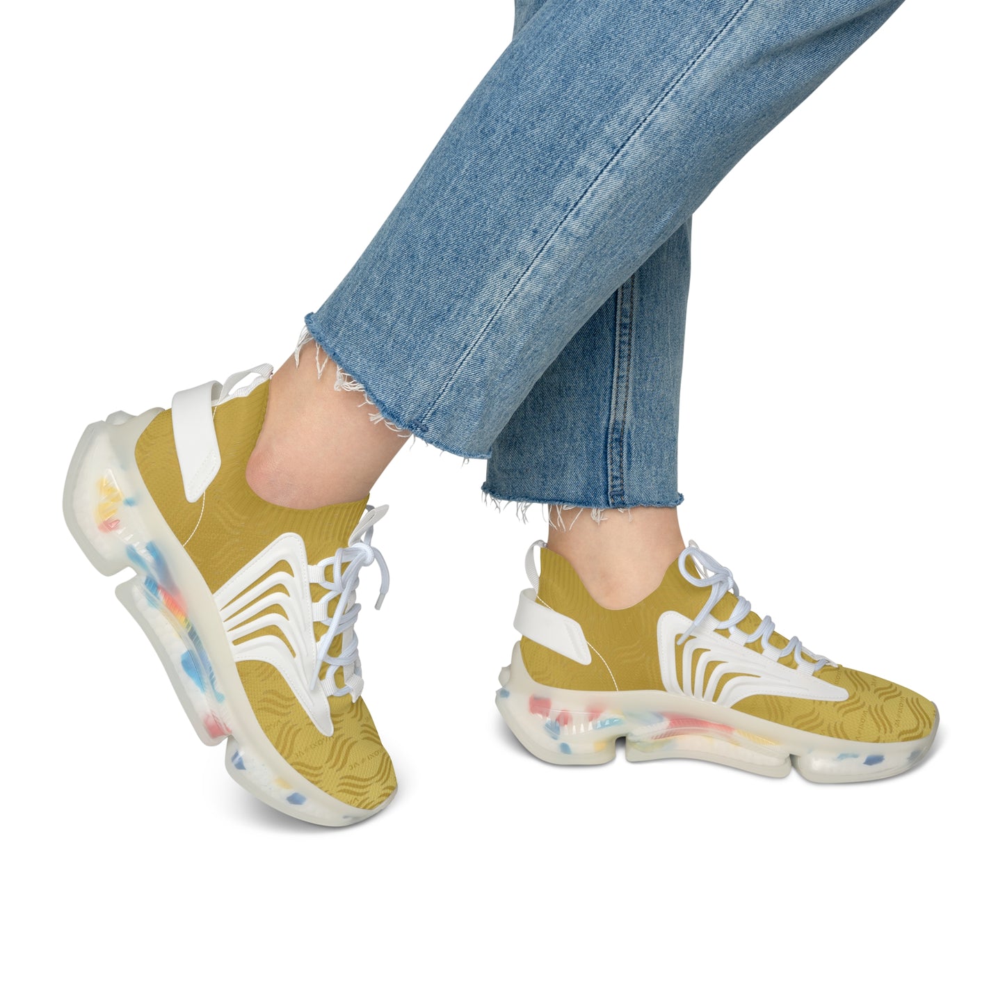 Stylish Women's Mesh Sneakers "JasiNova" - Comfortable Yellow Sports Shoes for Active Lifestyle