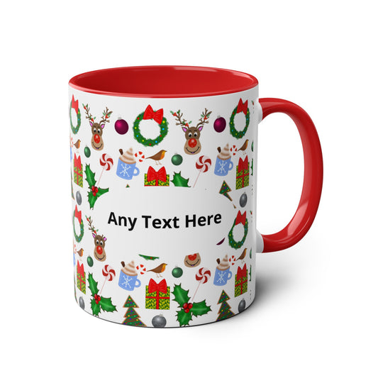 Personalized Two-Tone Holiday Coffee Mug - 11oz Festive Design with Custom Text